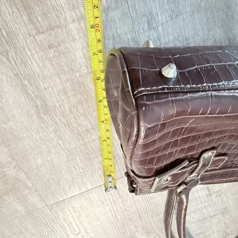 Brown Alligator Faux Baguette Bag Shoulder Purse Small Buckle